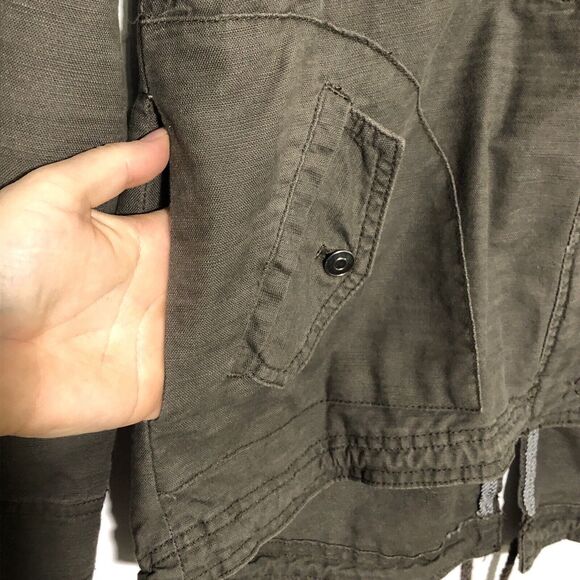 Anthropologie Hei Hei Field Jacket Womens Medium Brown Lace Military Utility - Picture 7 of 16